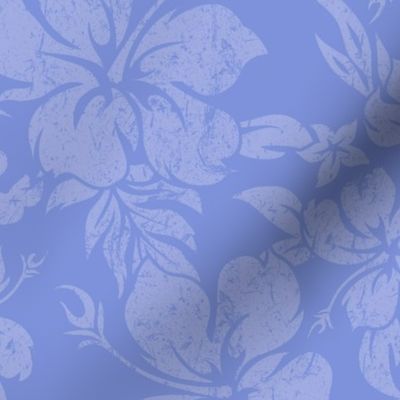 Distressed Hawaiian Hibiscus Floral- Periwinkle