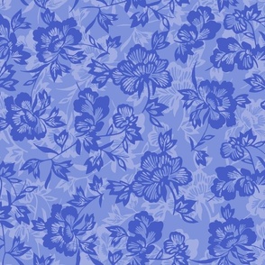 Vintage Polynesian Floral- Periwinkle