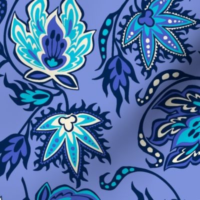 Tropical Protea Floral - Periwinkle