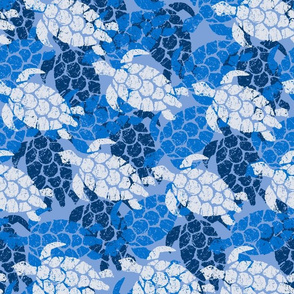 Hawaiian Sea Turtle Camo - Tonal Blues