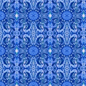 Ice Arabesque Bohemian Pattern Royal Blue White