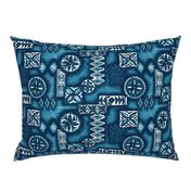 Hawaiian Primitive Tapa Print- Indigo Blues