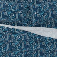 Hawaiian Primitive Tapa Print- Indigo Blues