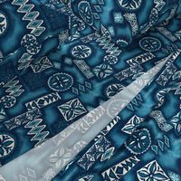 Hawaiian Primitive Tapa Print- Indigo Blues