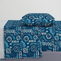 Hawaiian Primitive Tapa Print- Indigo Blues