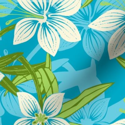 Hawaiian Asian Lily Floral - Teal