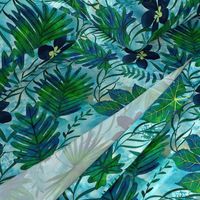 Hawaiian Tropical Floral Watercolor - Teal