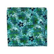 Hawaiian Tropical Floral Watercolor - Teal