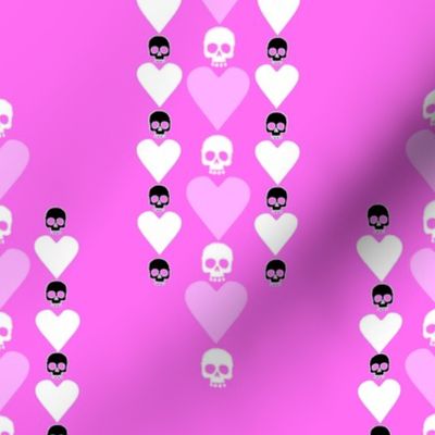Hearts and Skulls on Pink