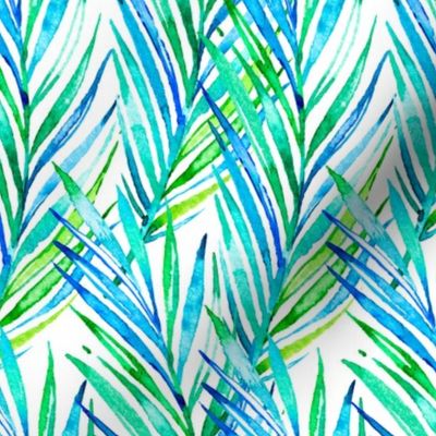 Watercolor Hawaiian Palms - Cool Blues and Greens