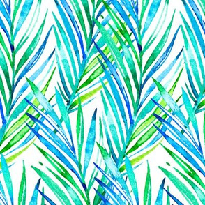 Watercolor Hawaiian Palms - Cool Blues and Greens