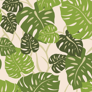 Hawaiian Monstera Leaves- Sage Green