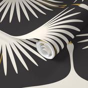 Art Deco Swans - Cream on Black