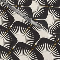 Art Deco Swans - Cream on Black