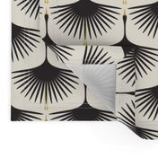 Art Deco Swans - Black on Cream - 4.25" Fabric, 6" Wallpaper