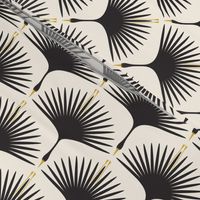 Art Deco Swans - Black on Cream - 4.25" Fabric, 6" Wallpaper