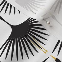 Art Deco Swans - Black on White