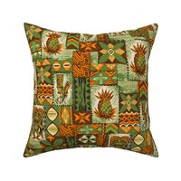 Hawaiian Pineapple Tiki Tapa - Olive Green