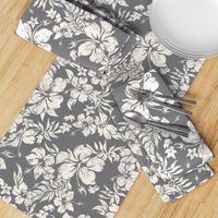 Distressed Hawaiian Hibiscus Floral - Charcoal