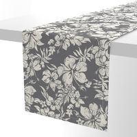 Distressed Hawaiian Hibiscus Floral - Charcoal