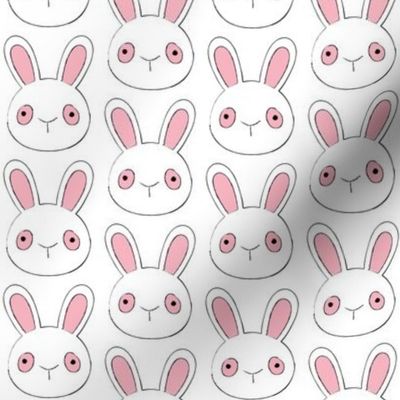 bunny faces with pink eyes and ears