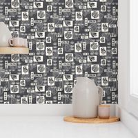 Hawaiian Undersea Shells Tapa Print - Charcoal