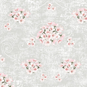Cherry Blossom Gray Damask 21" XL