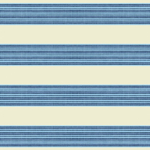 Blue Farmhouse Stripe on Ecru Ground  