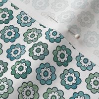 Small Boho Floral - muted blue/green