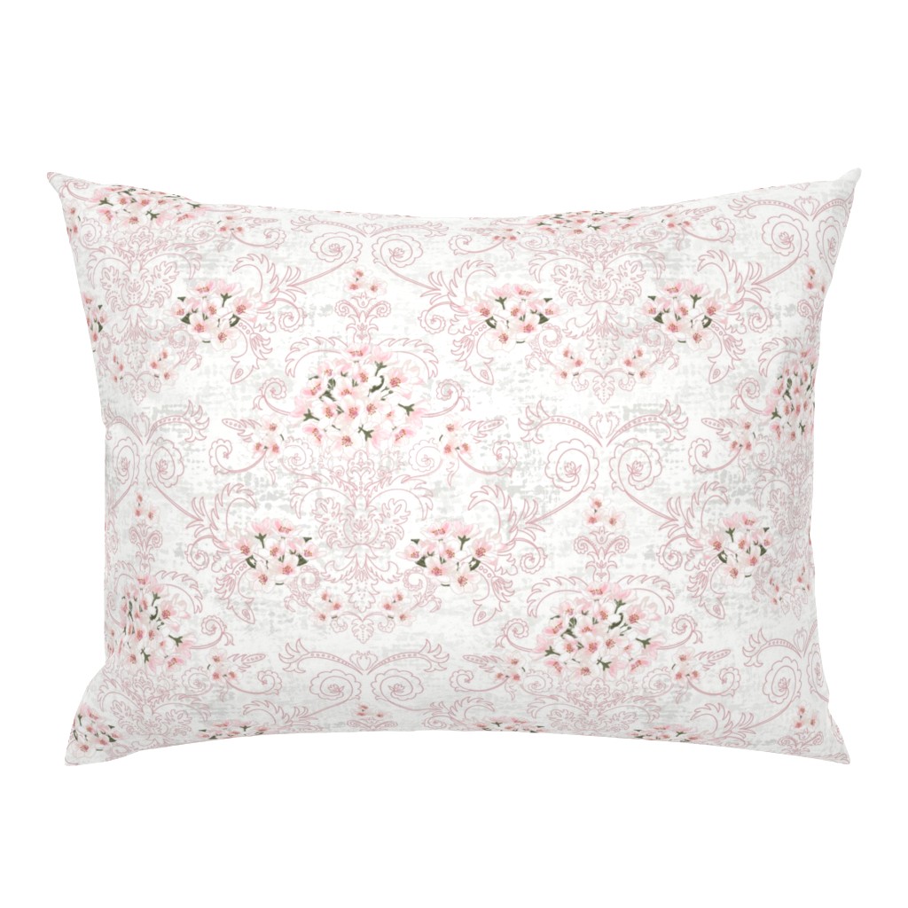 Cherry Blossom Blushed Damask (gray-white) 14"