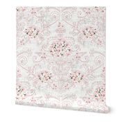 Cherry Blossom Blushed Damask (gray-white) 14"