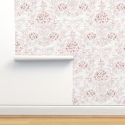 Cherry Blossom Blushed Damask (gray-white) 14"