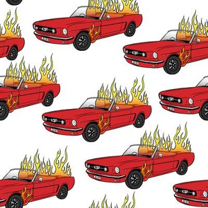 Burning Mustang // Red Car in Flames