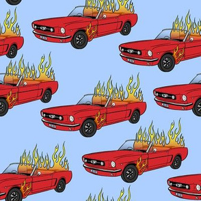 Burning Mustang // Red Car in Flames