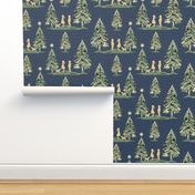 Christmas Tree Gift Fabric Holiday Season Home Decor, Childrens Night Time Bedtime Adventure with Family Dog