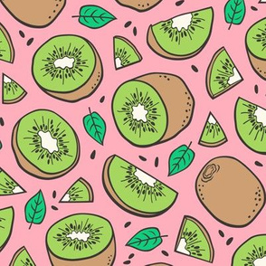Kiwi Fruits on Warm Pink