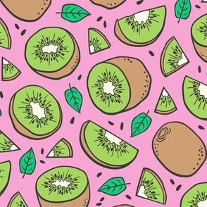 Kiwi Fruits on Pink