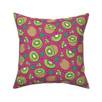 Kiwi Fruits on Dark Pink