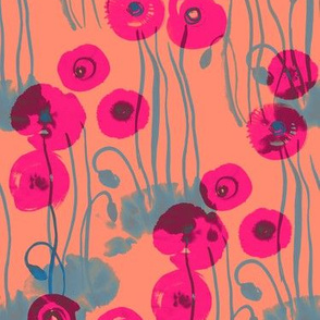 Pink watercolour poppies