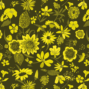 yellow color flowers by rysunki_malunki