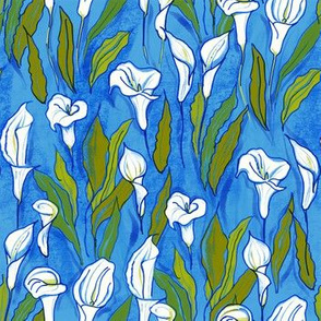 Pattern with calla lilies (blue b/g)