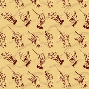 Conductor's hands (pattern in brown and ochre)