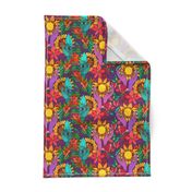 Hands and flowers (hippie pattern sunflowers, gladiolus and 