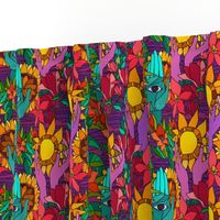 Hands and flowers (hippie pattern sunflowers, gladiolus and 