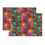 Hands and flowers (hippie pattern sunflowers, gladiolus and 