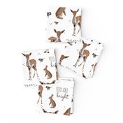 Woodland animal affirmations in white