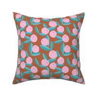 Citrus summer garden fruit and leaves botanical branch tropical spring design  pink copper mint