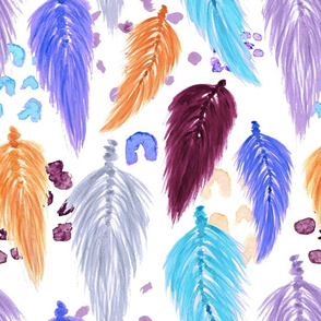 Watercolor Macrame Feathers + Dots in Lilac Rainbow