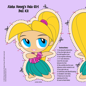 Hula Girl Doll Kit and Pattern - Pink