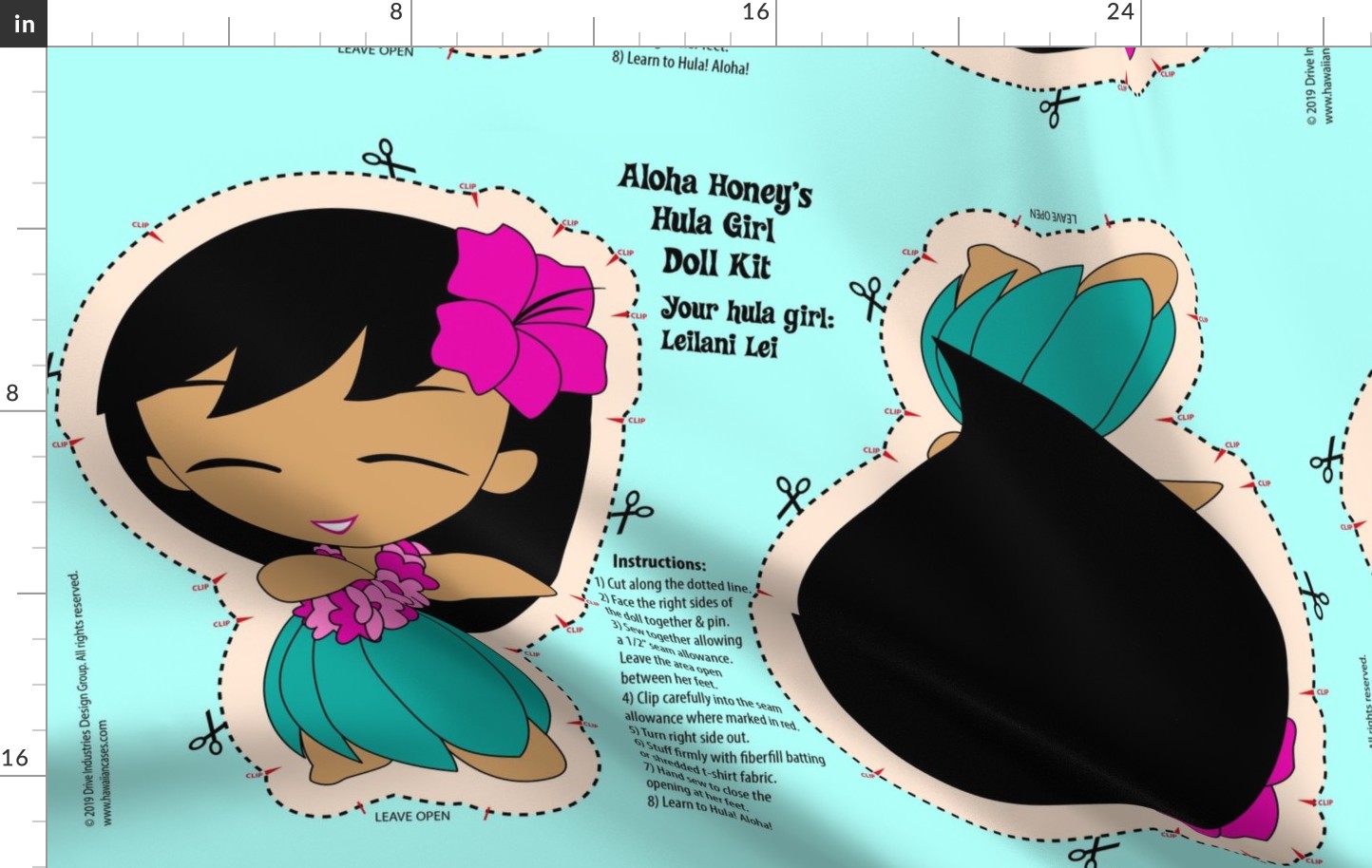 Hula Girl Doll Kit and Pattern - Pink